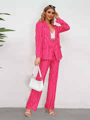 Hudson Pinstripe Blazer Matching Set - Rose Pink