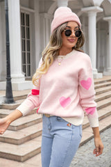 Poker Heart Knit Sweater - Pink