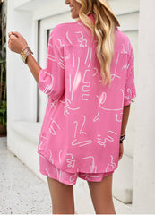 Bonnie Printed Short Sleeve Matching Set - Pink