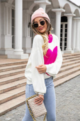 Zandra Heart Knit Sweater - Pink