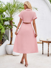 Abigail Collared Midi Shirt Dress - Pink