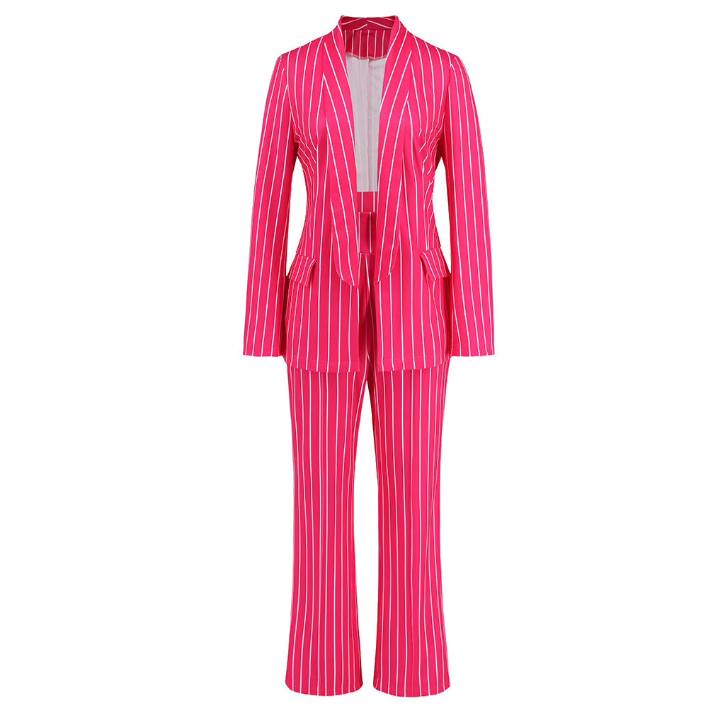 Hudson Pinstripe Blazer Matching Set - Rose Pink