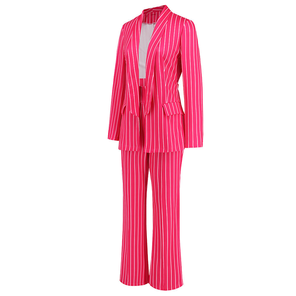 Hudson Pinstripe Blazer Matching Set - Rose Pink