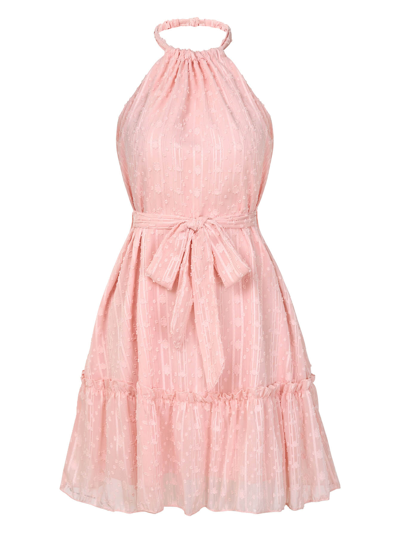Priscilla Halter Babydoll Mini Dress - Pink