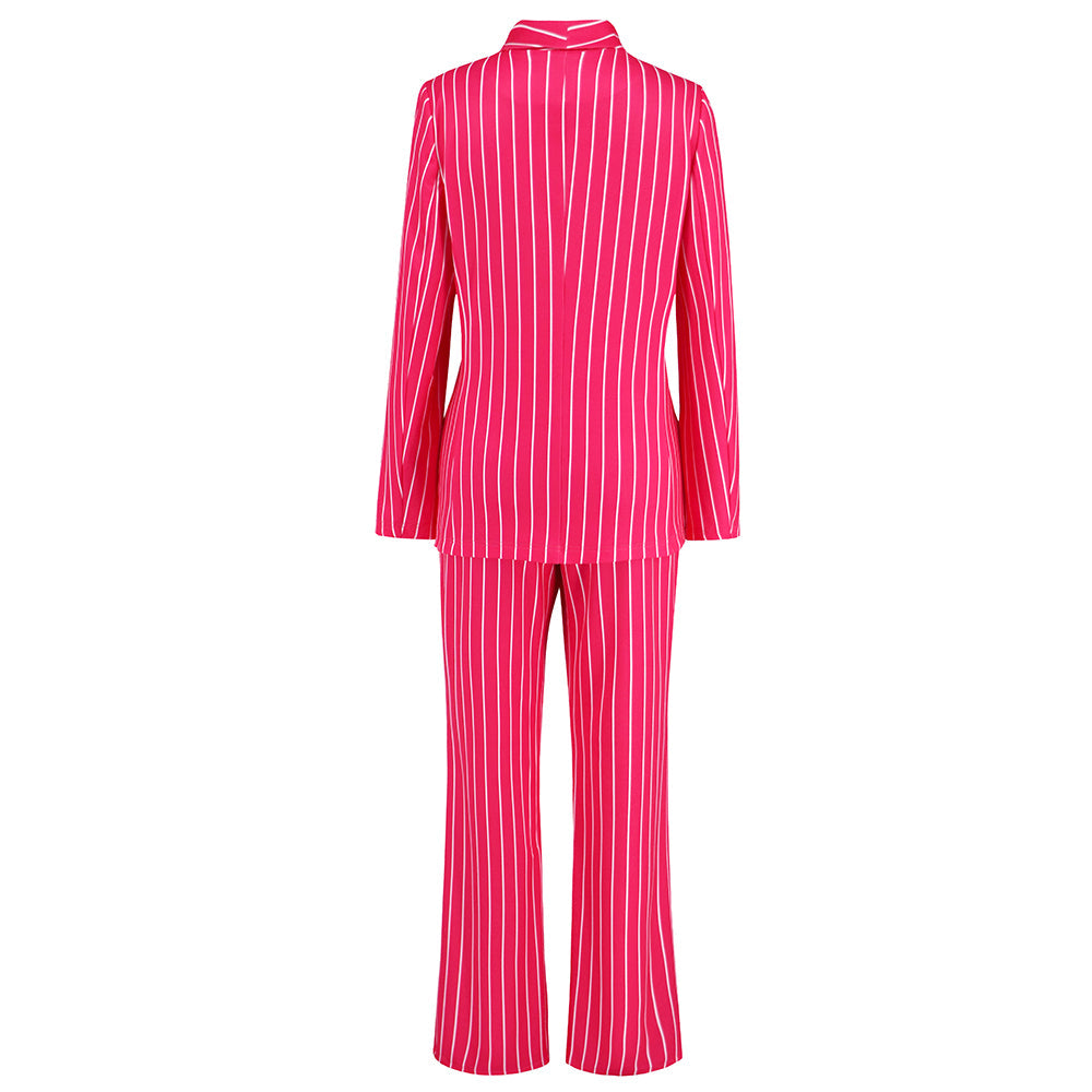 Hudson Pinstripe Blazer Matching Set - Rose Pink
