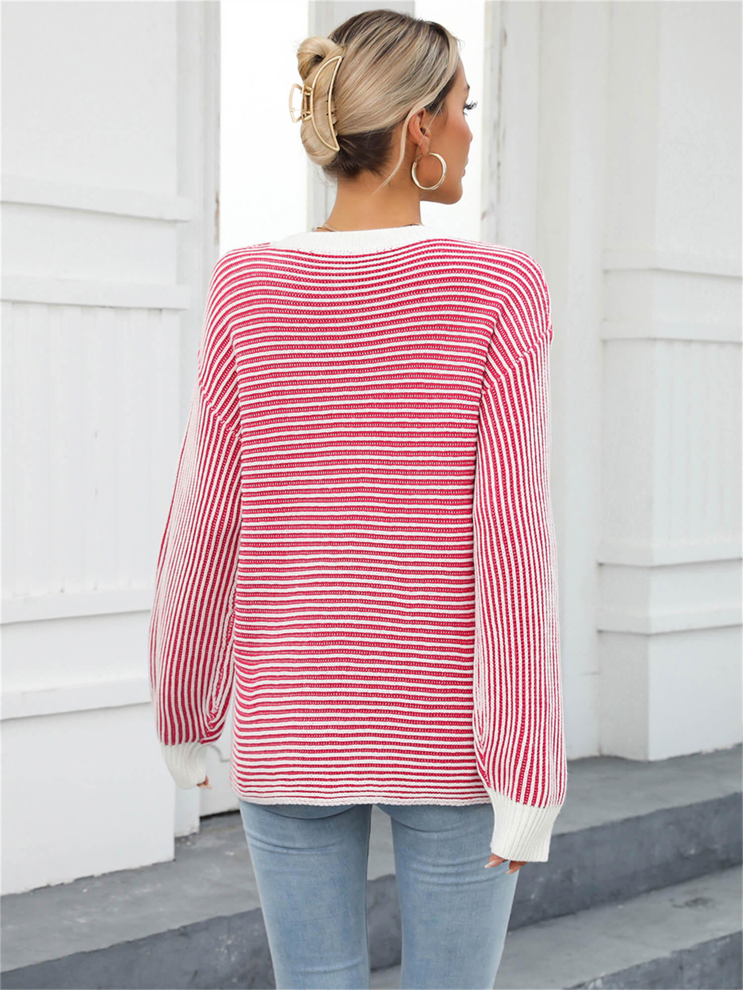 Daydreamer Striped Knit Sweater - Red