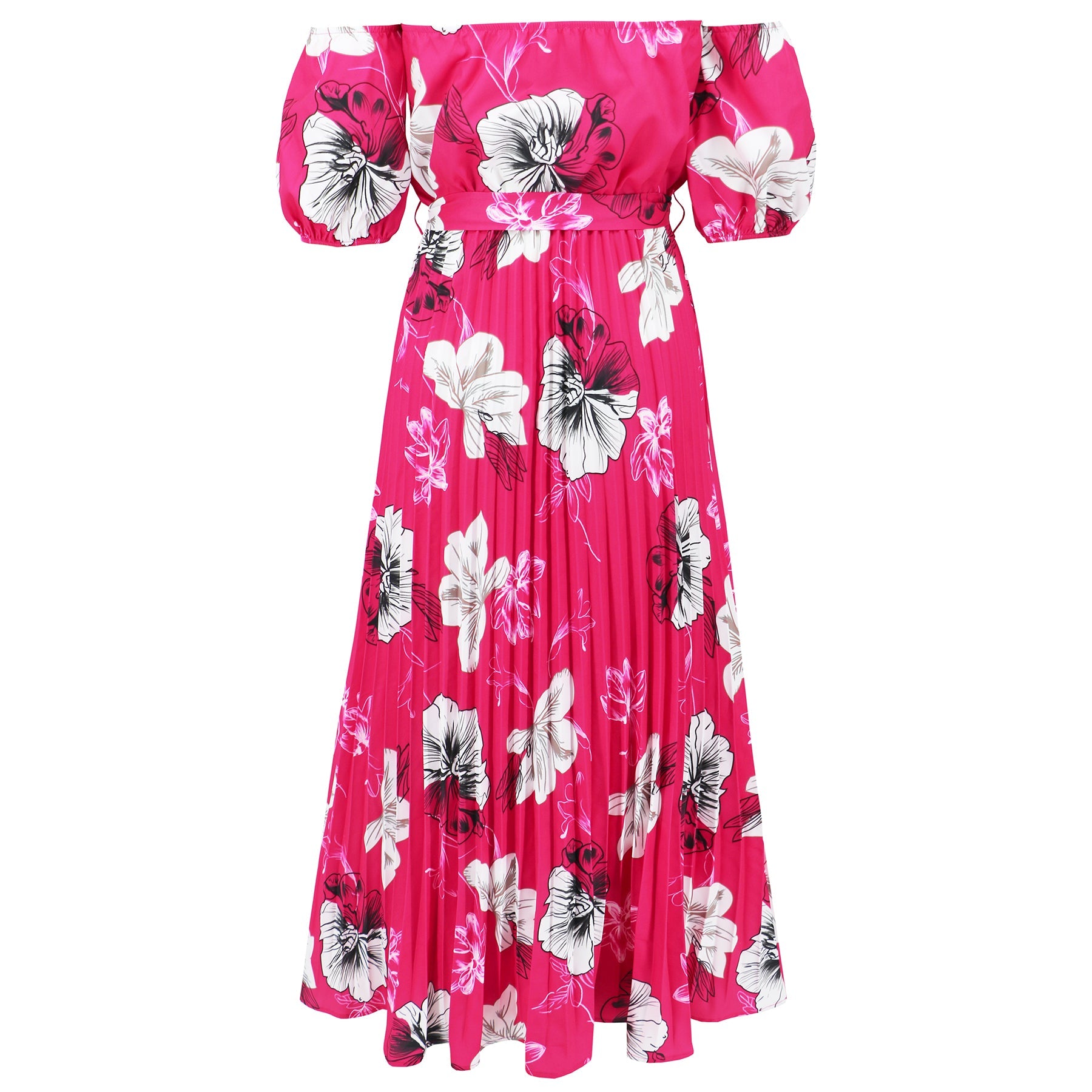 Rosalie Off The Shoulder Plisse Maxi Dress - Rose