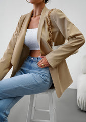 Uptown Girl Pocketed Blazer - Taupe
