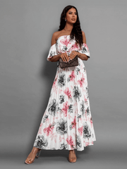 Rosalie Off The Shoulder Plisse Maxi Dress - White