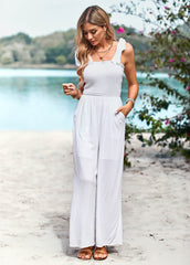 JANICE RAYON POCKETED JUMPSUIT - WHITE