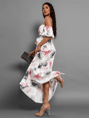 Rosalie Off The Shoulder Plisse Maxi Dress - White