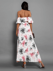 Rosalie Off The Shoulder Plisse Maxi Dress - White