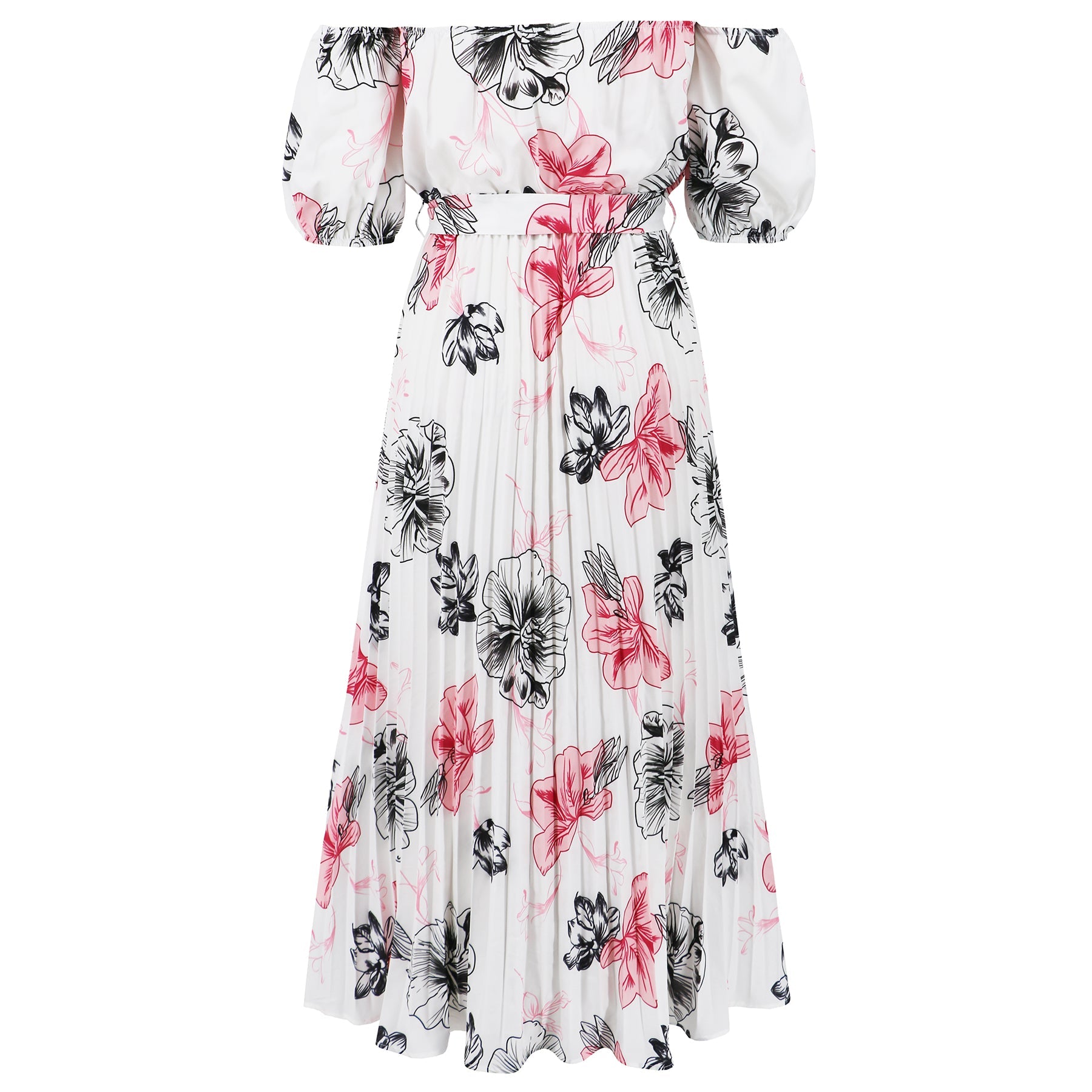 Rosalie Off The Shoulder Plisse Maxi Dress - White